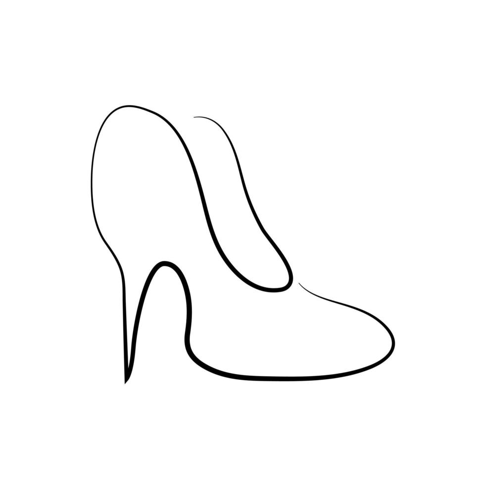 Continuous single line drawing of high heel vector