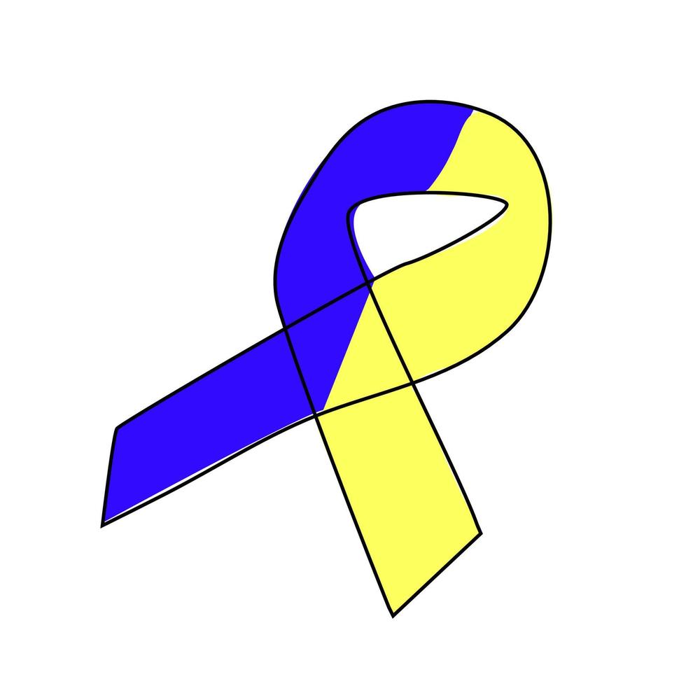 Yellow-blue ribbons on the ground continually support peace in Ukraine. vector