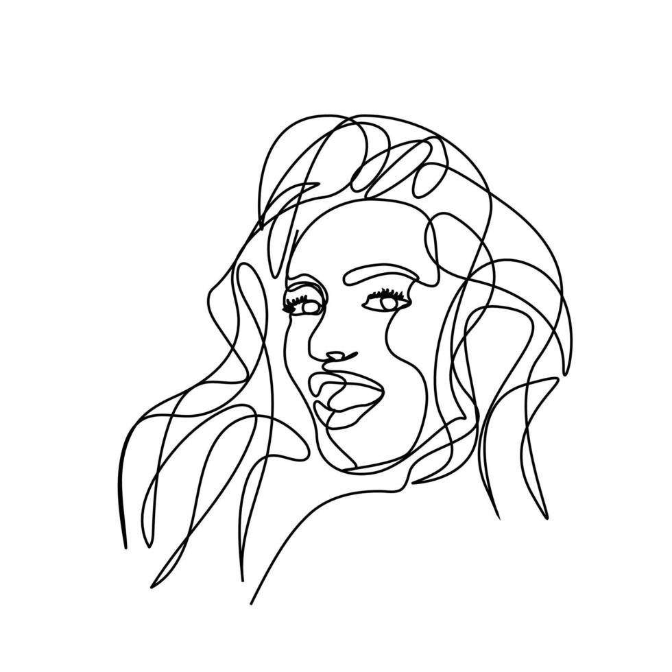 dibujo de una línea de cara de mujer abstracta. portret estilo minimalista. línea continua. vector