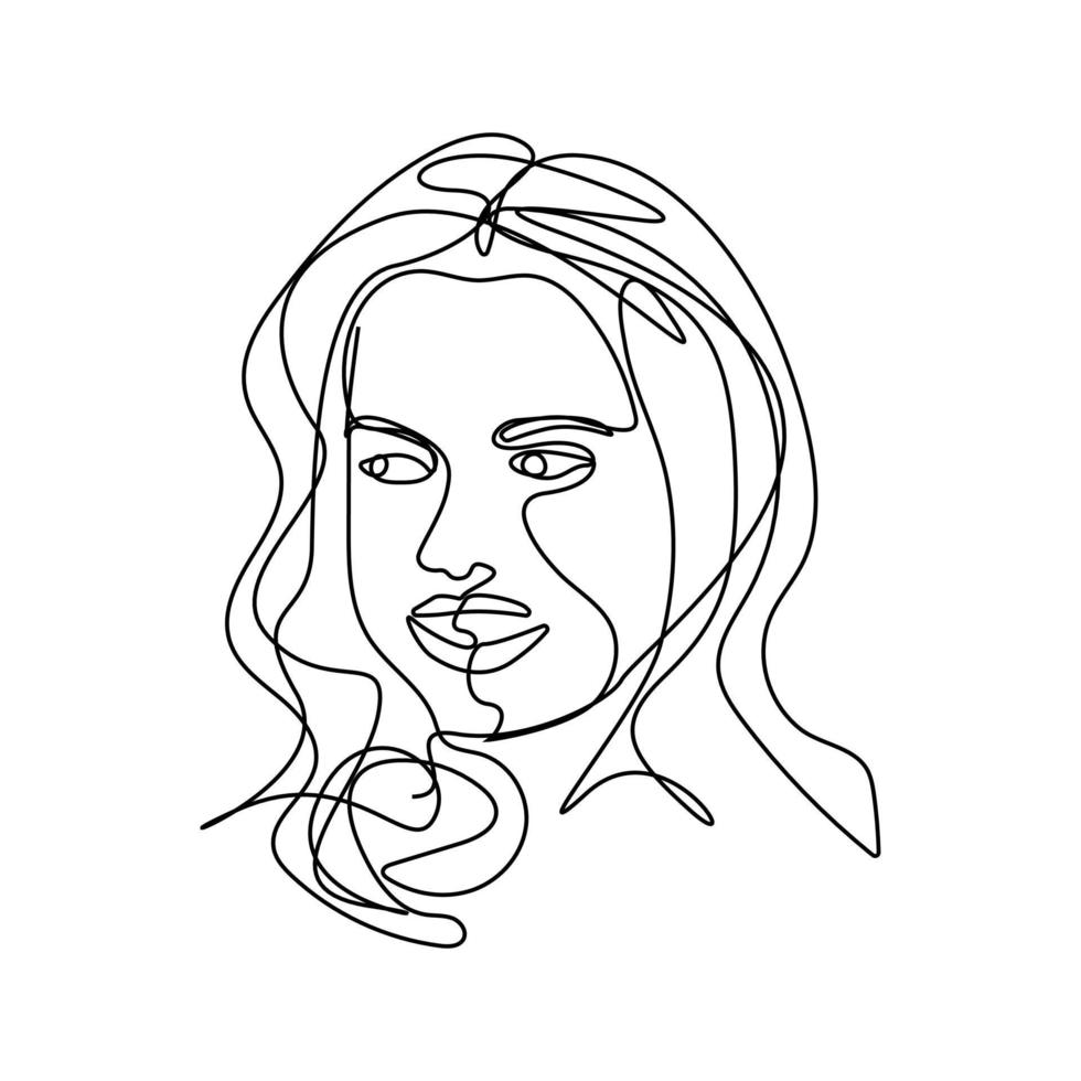 Abstract Woman face one line drawing. Portret minimalistic style