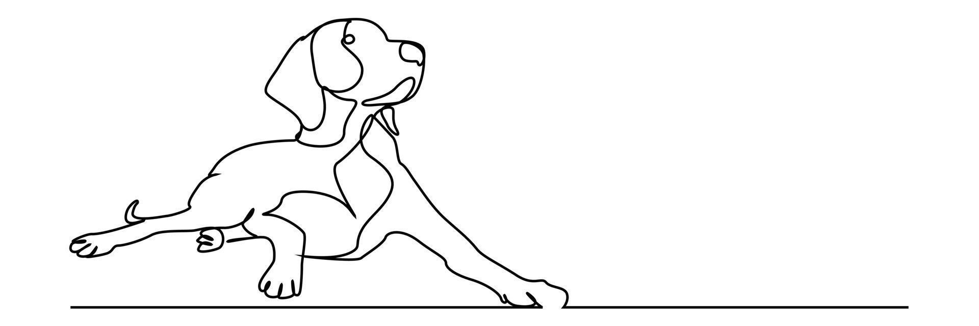 Dog drawing vector using continuous single one line art style isolated on white background.