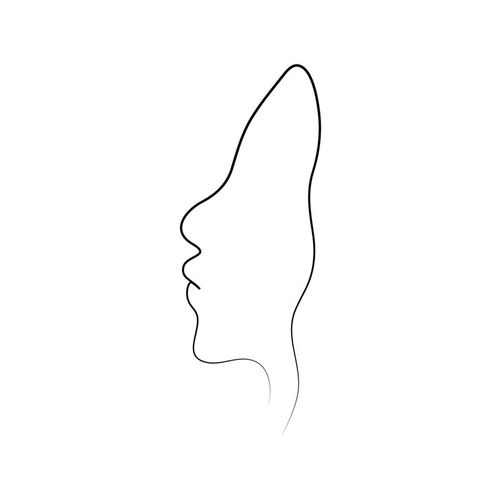 one line face woman drawn on white background isolated vector illustration