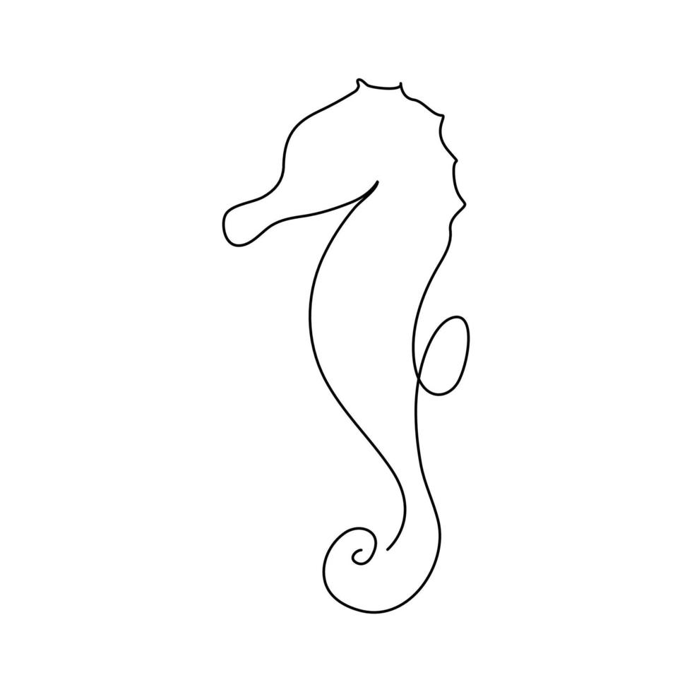 Continuous line drawing of cute seahorses to create a unique logo ...