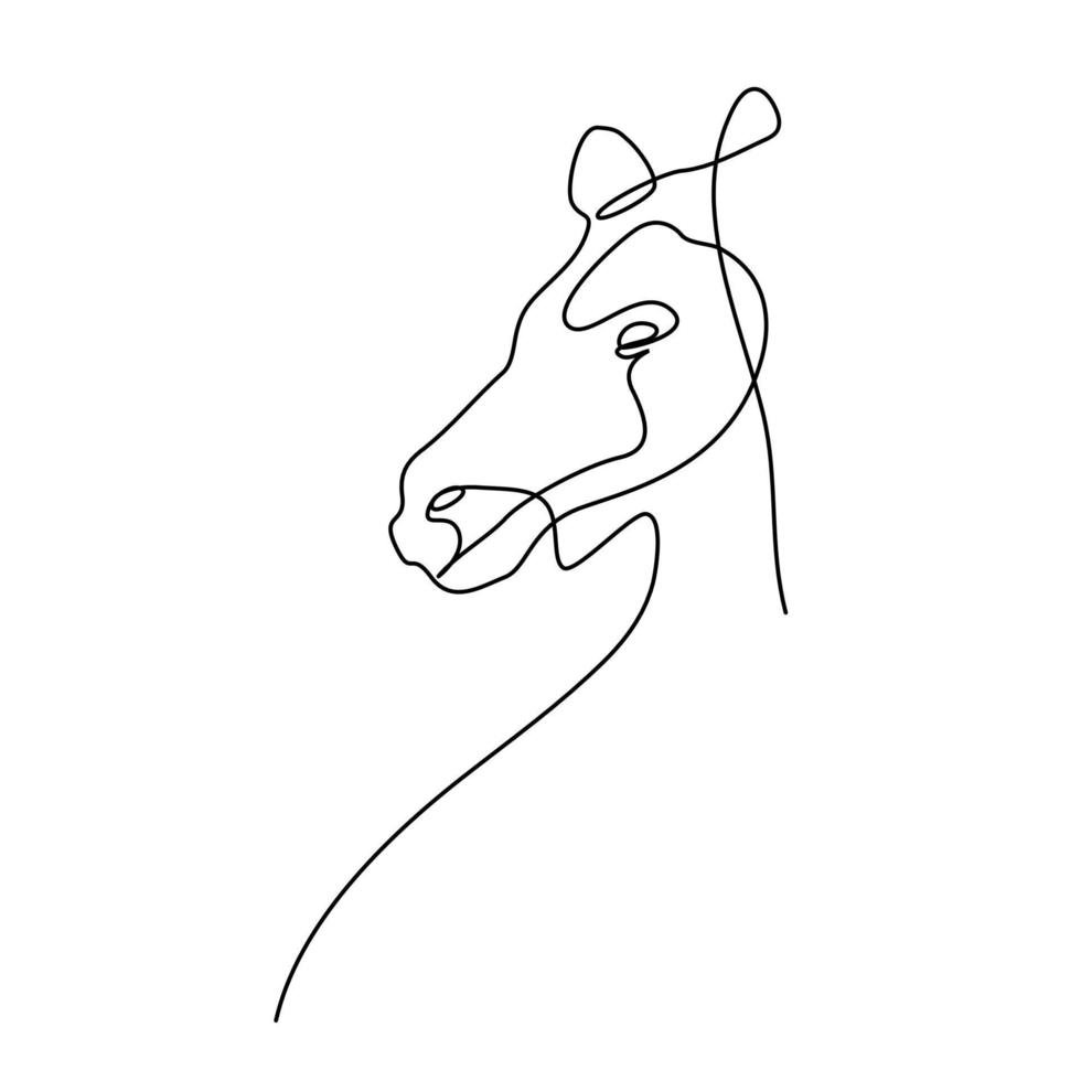 Continuous single line drawing horse logo black and white vector illustration.Ideas for logos, cards, banners, posters, flyers.