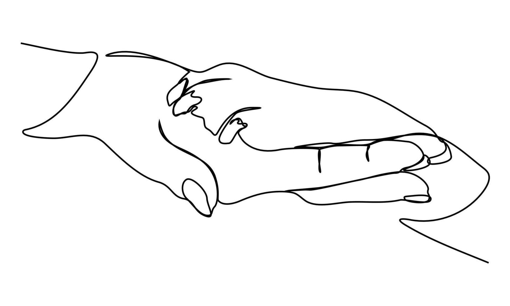 continuous line Dog hands and paws . Friendship. Illustrations, Pictures vector