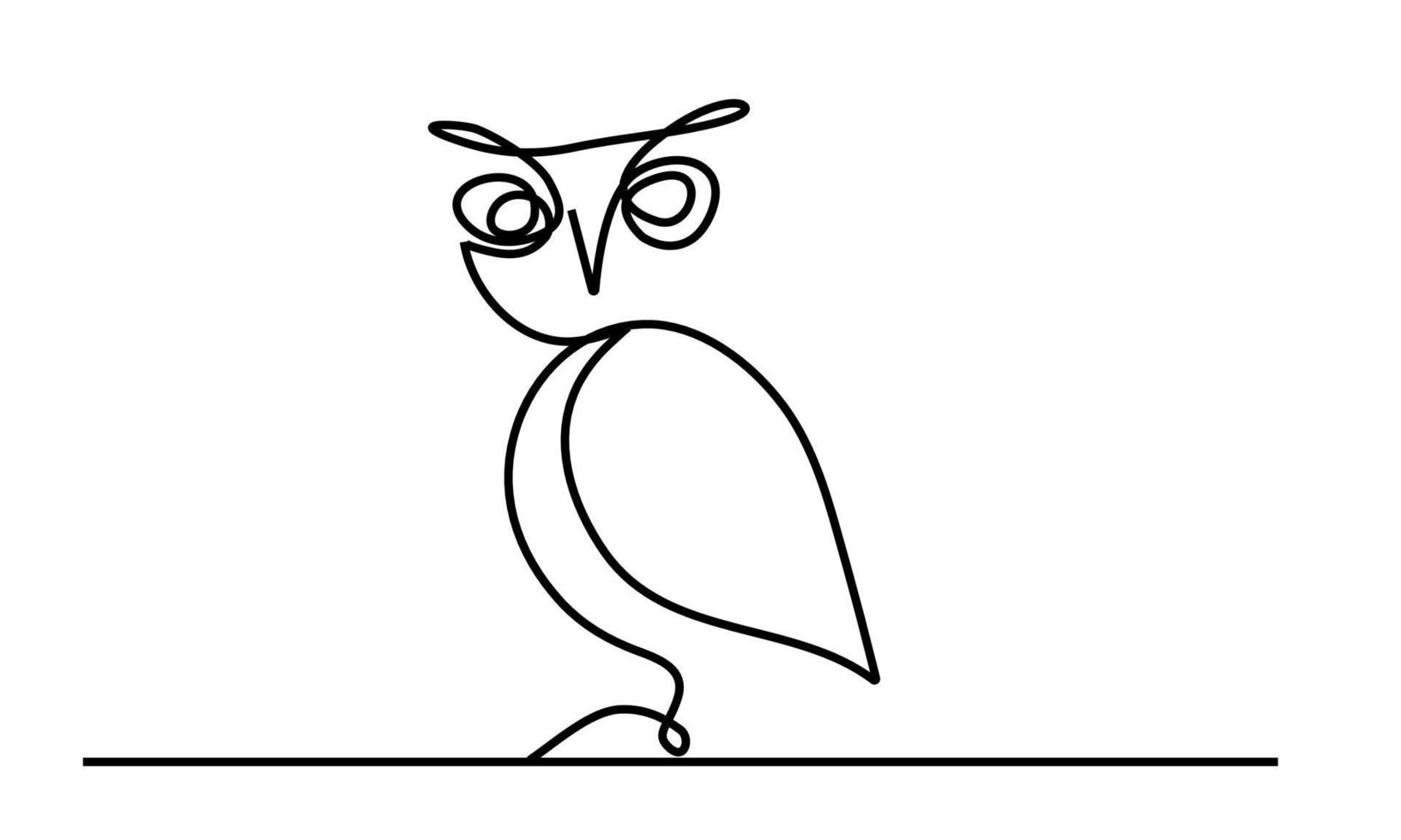 Owl linear minimalist decor. Abstract line art vector