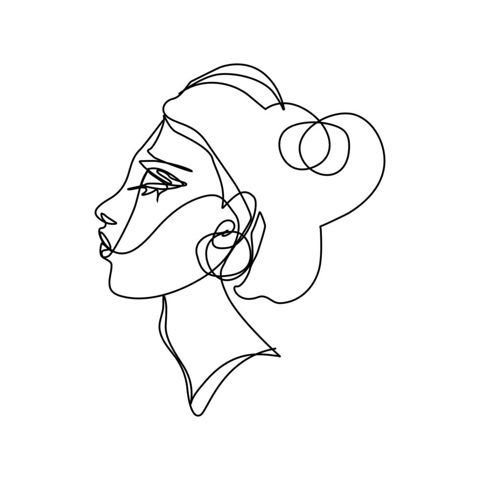 continuous line drawing abstract woman side view vector illustration