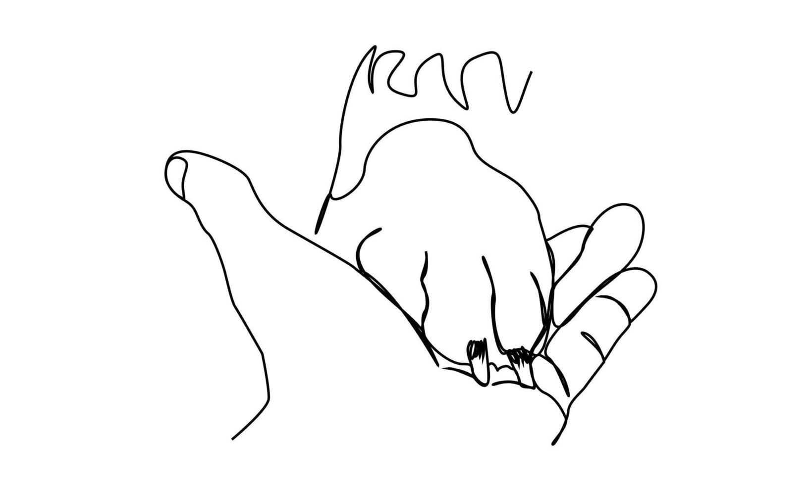 continuous line Dog hands and paws . Friendship. Illustrations, Pictures vector