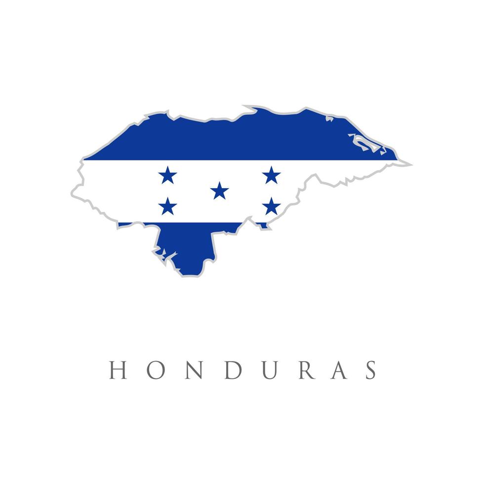 forma de país delineada y rellena con la bandera de honduras. bandera de la república de honduras superpuesta en el mapa de contorno aislado sobre fondo blanco vector