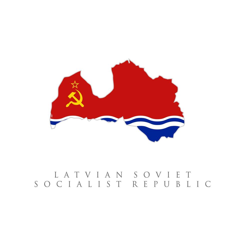 mapa de la bandera de la república socialista soviética de letón. aislado sobre fondo blanco vector
