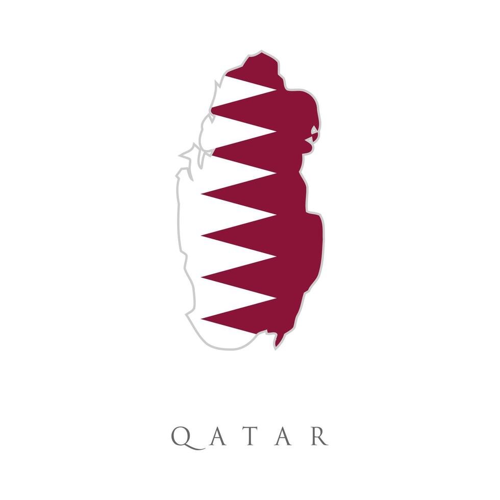 colección de banderas de qatar. banderas y contorno de la ilustración vectorial del país mapa de la bandera de qatar. la bandera del país en forma de fronteras. . vector