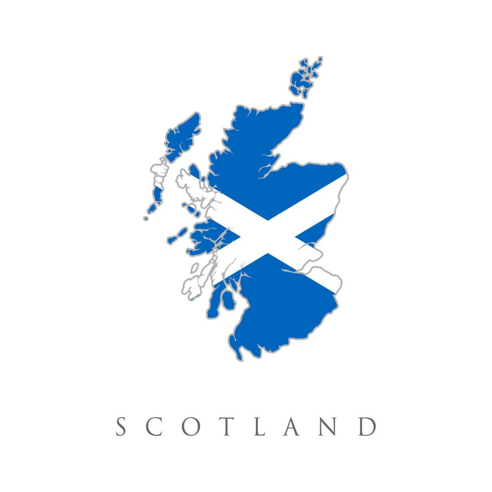 mapa de escocia con bandera. mapa de escocia, reino unido con st. la bandera cruzada de andrew. forma de país con un degradado poligonal en el color de la bandera del país. vector