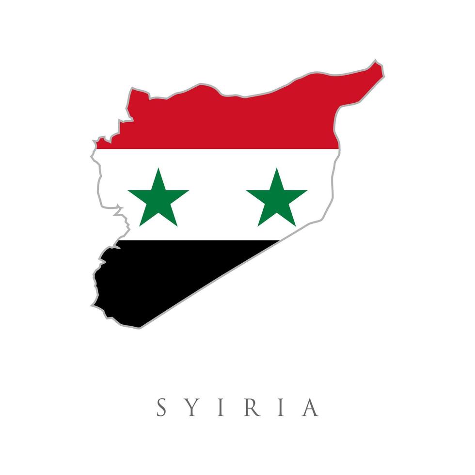 Syrian flag map. Syria country silhouette with flag on background, isolated on white. vector flag of syria country