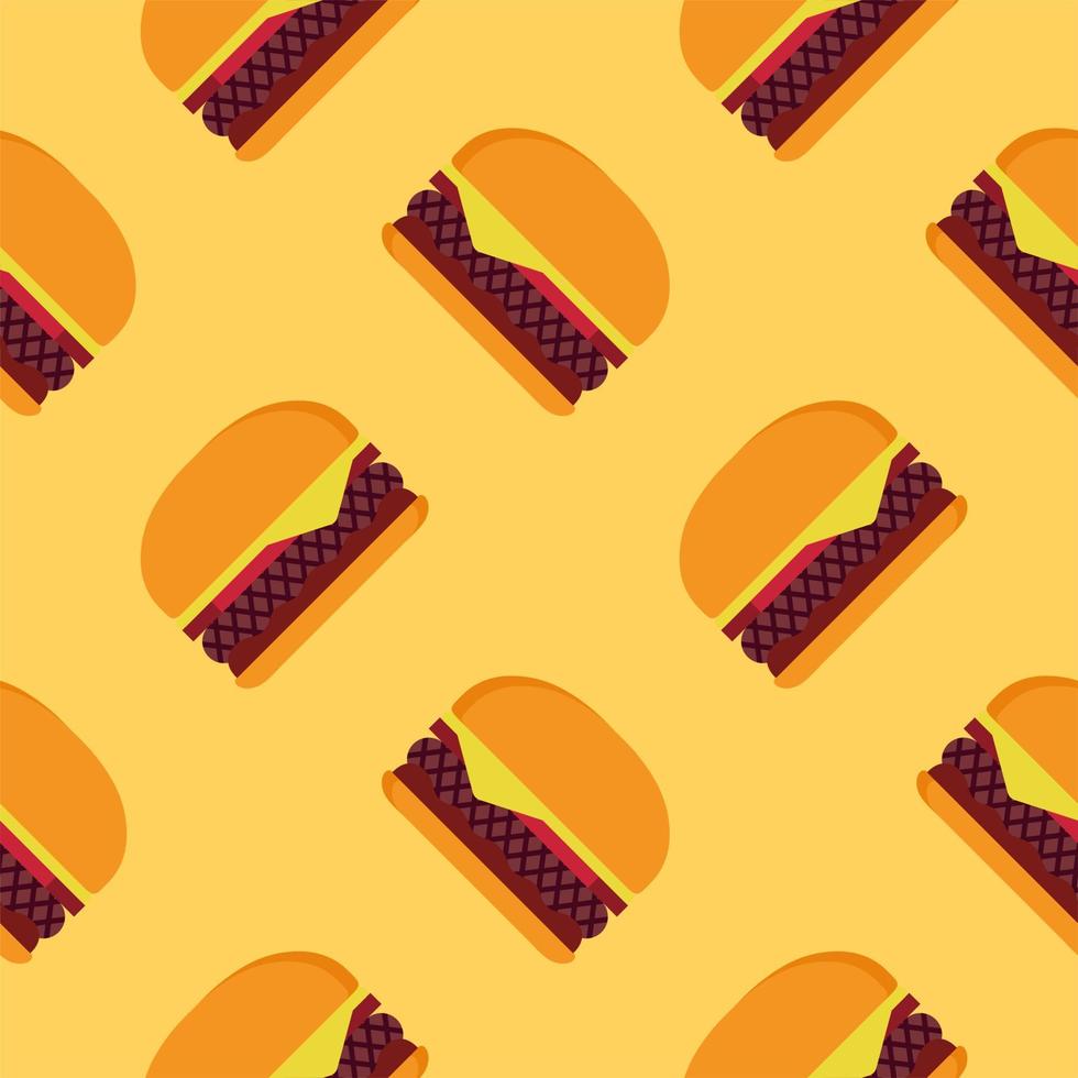 Burger seamless pattern. Fast food pattern. Flat design Vector Illustration