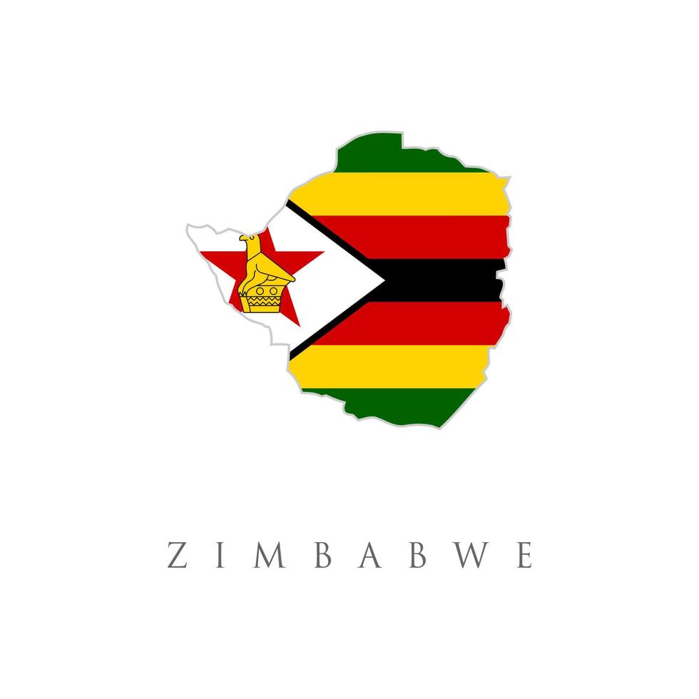 mapa de zimbabwe con una bandera oficial. ilustración sobre fondo blanco. mapa de zimbabwe con una bandera oficial. ilustración sobre fondo blanco vector