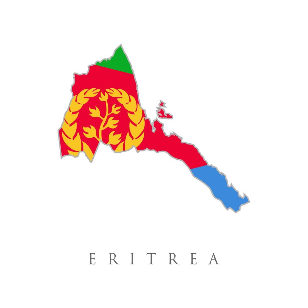 bandera de eritrea y contorno del país sobre un fondo blanco. bandera del país de eritrea con vector de alta resolución.