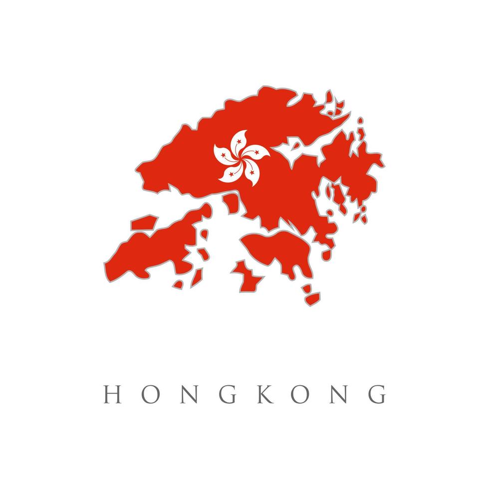 Hong Kong Outline Map With Flag. Vector map- hongKong country on white background. region China flag template.