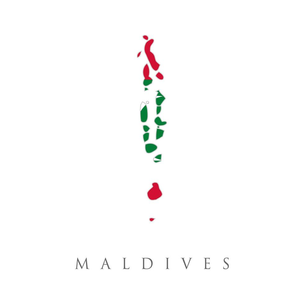 Maldives country flag inside map contour design icon logo. Maldives detailed map with flag of country. Country Flag Travel and Tourism concept vector