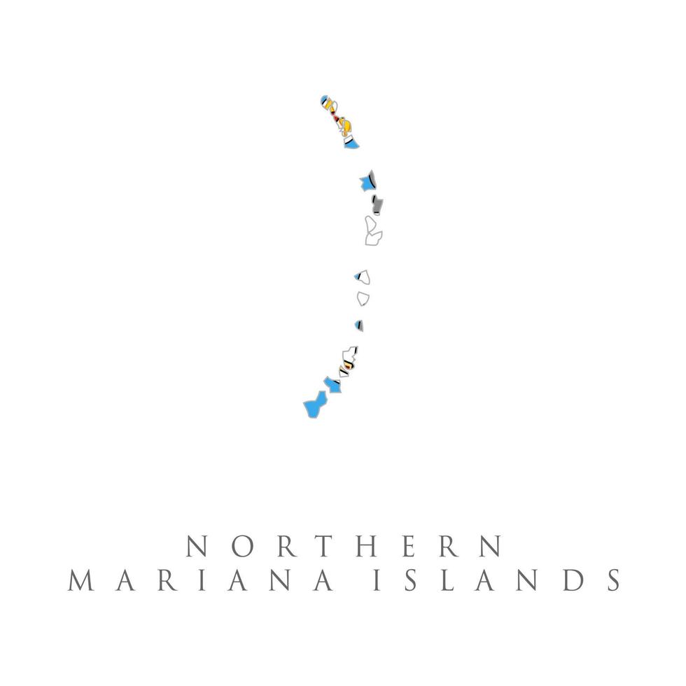 mapa de las islas marianas del norte en los colores de la bandera de las islas marianas del norte. mapa de ubicación de las islas marianas del norte en el mapa de oceanía y australia. mapa de la bandera de las islas marianas del norte vector