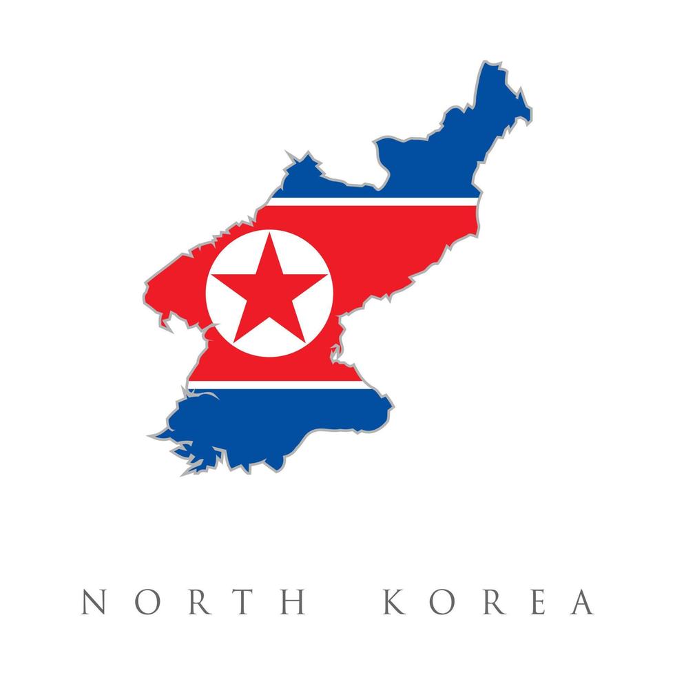 North Korea country flag inside map contour design icon logo. Democratic People's Republic of Korea, North Korea vector
