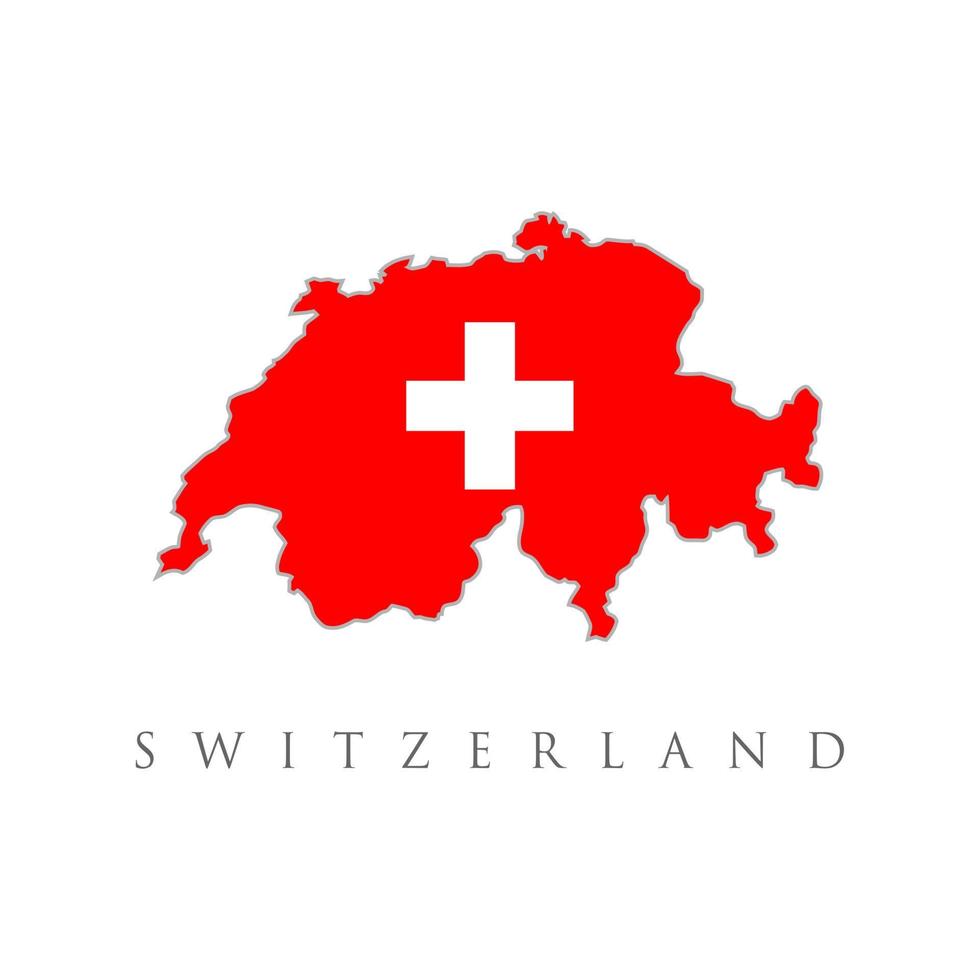 flags map Switzerland vector illustration. Flat vector flag of the Swiss Confederation Switzerland. A red square canvas with a white cross in the middle.