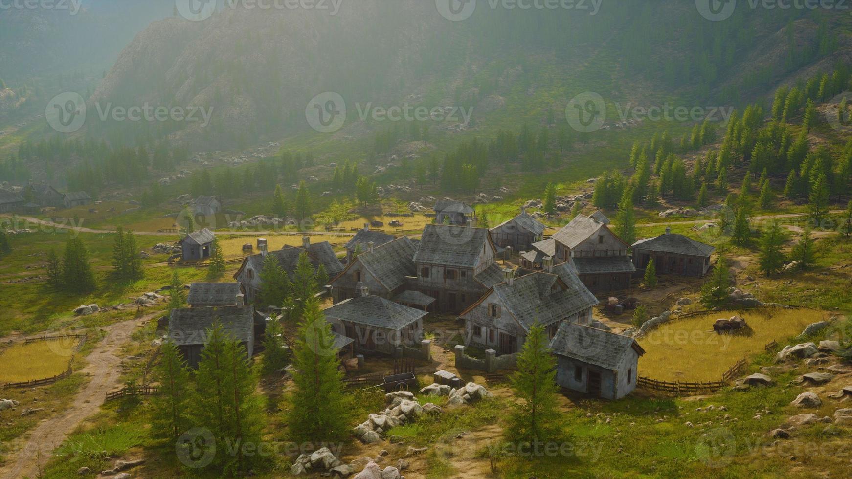 Old houses high in the mountains photo