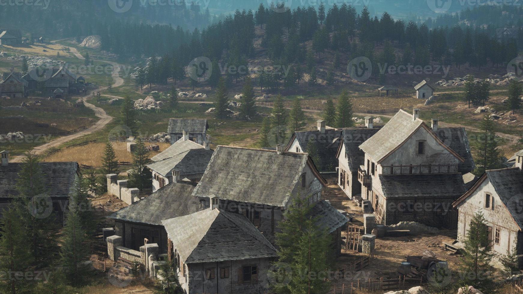 famous mountain village located next to mountain of Austrian alps photo