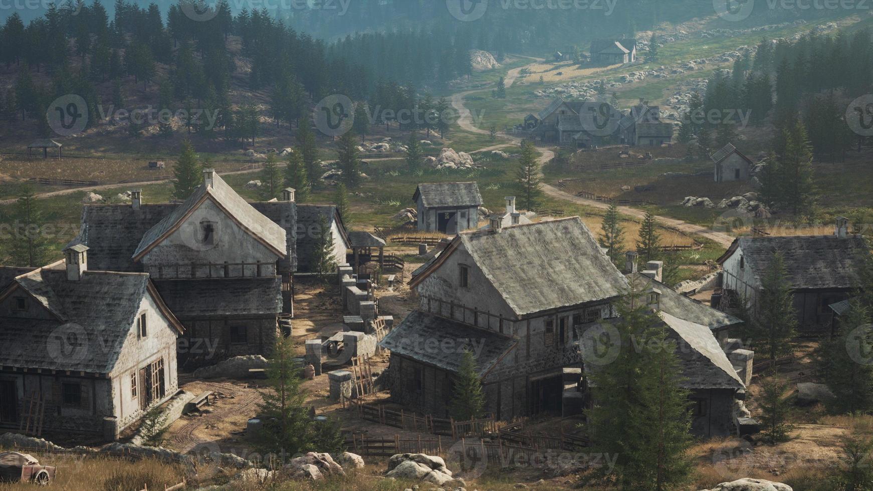 Beautiful old houses in the mountains photo