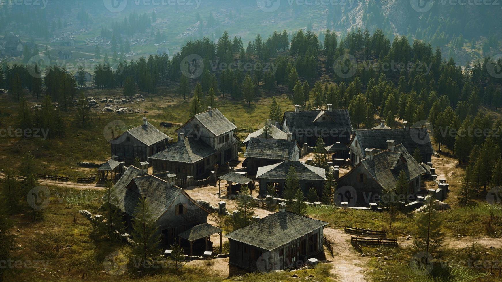 View on old Italian village in the Apennines mountains photo