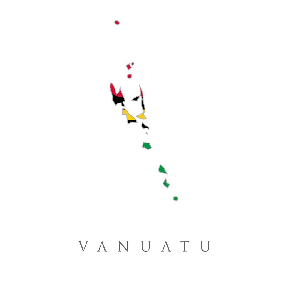 High resolution Vanuatu map with country flag. Flag of the Vanuatu overlaid on detailed outline map isolated on white background. Country Flag Travel and Tourism concept vector