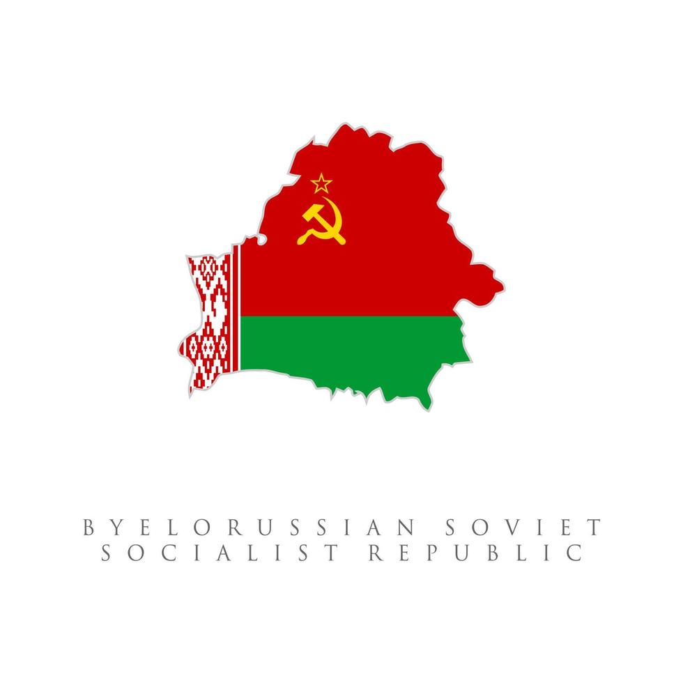 mapa de la bandera de la república socialista soviética de bielorrusia. aislado sobre fondo blanco vector