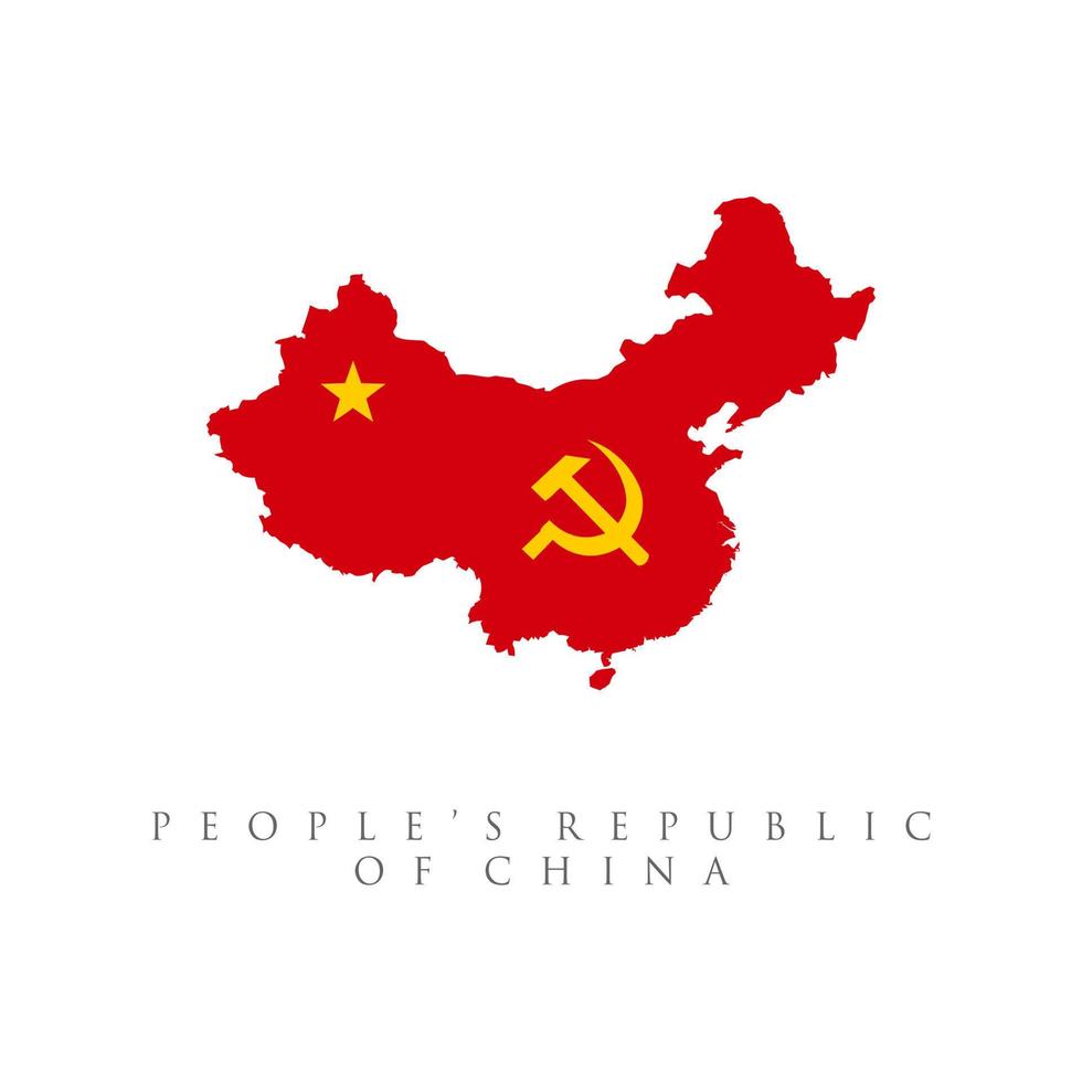 China communist flag map. isolated on white background. Chinese Communist Party vector