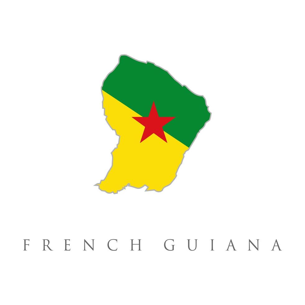 French Guiana map colored with flag colors isolated vector illustration. Highly detailed editable map of French Guiana, South America country territory borders vector illustration on white background