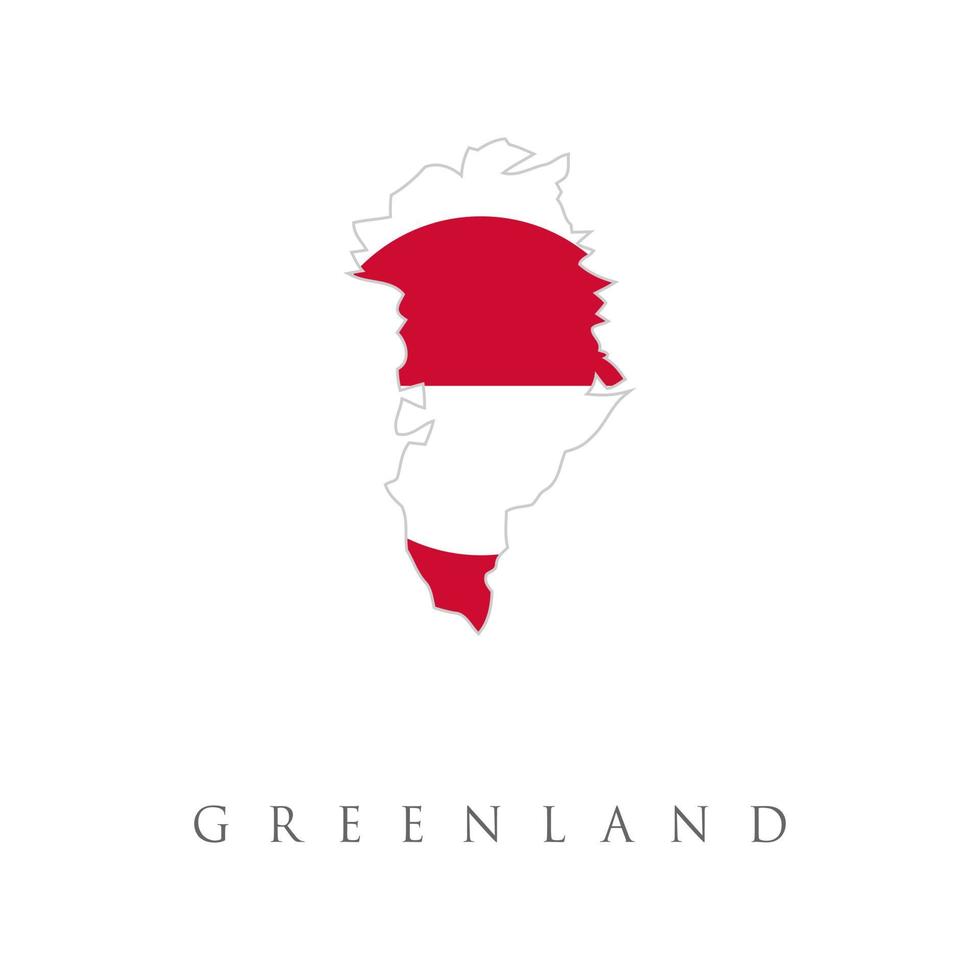 Map of Greenland with flag, Greenland detailed map with flag of country. vector