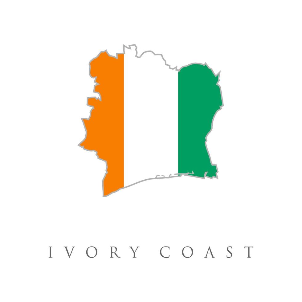 Vector map with the flag inside - Ivory Coast. Detailed waving flag map of Cote dIvoire or Ivory Coast. Vector map with masked flag.