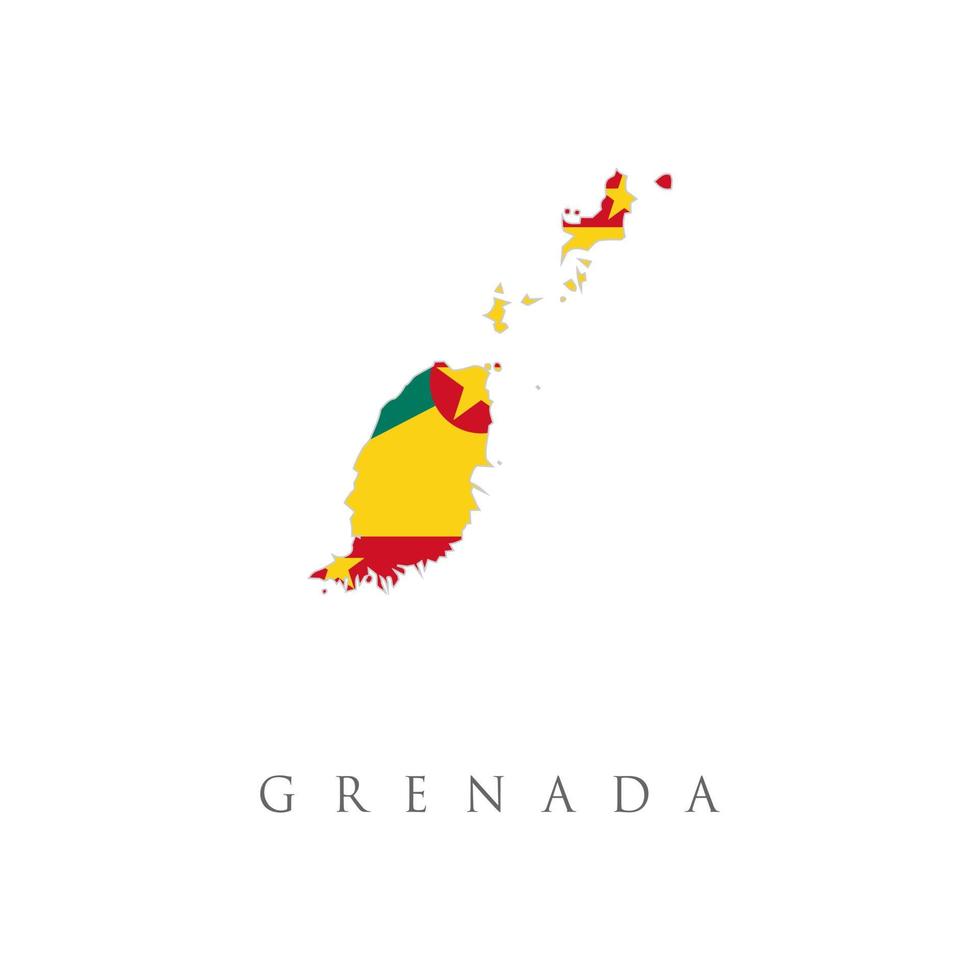 Map country wilh flag of Grenada. Map of Grenada with the Grenadian national flag isolated on white background. vector