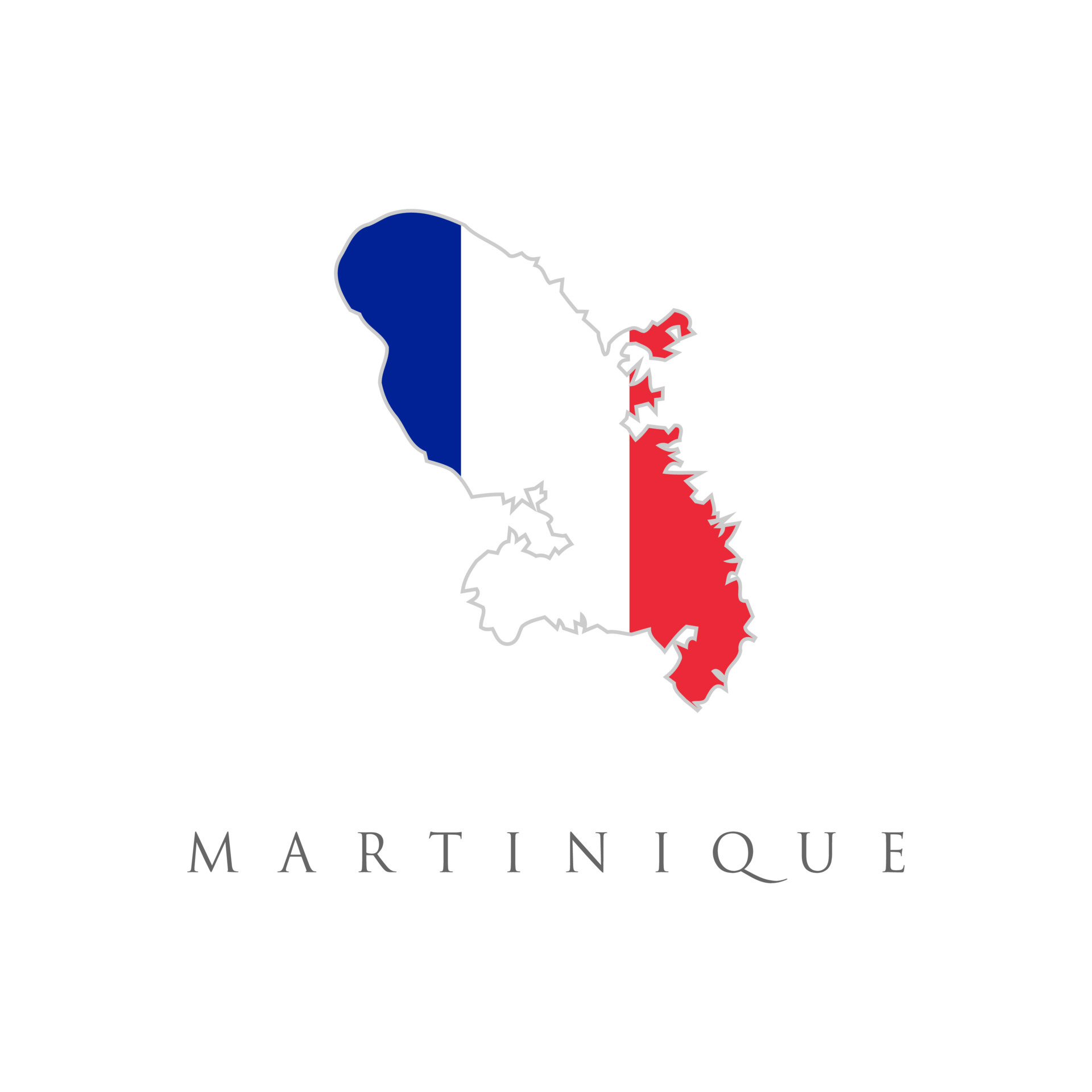 Map of french overseas region Martinique combined with french national