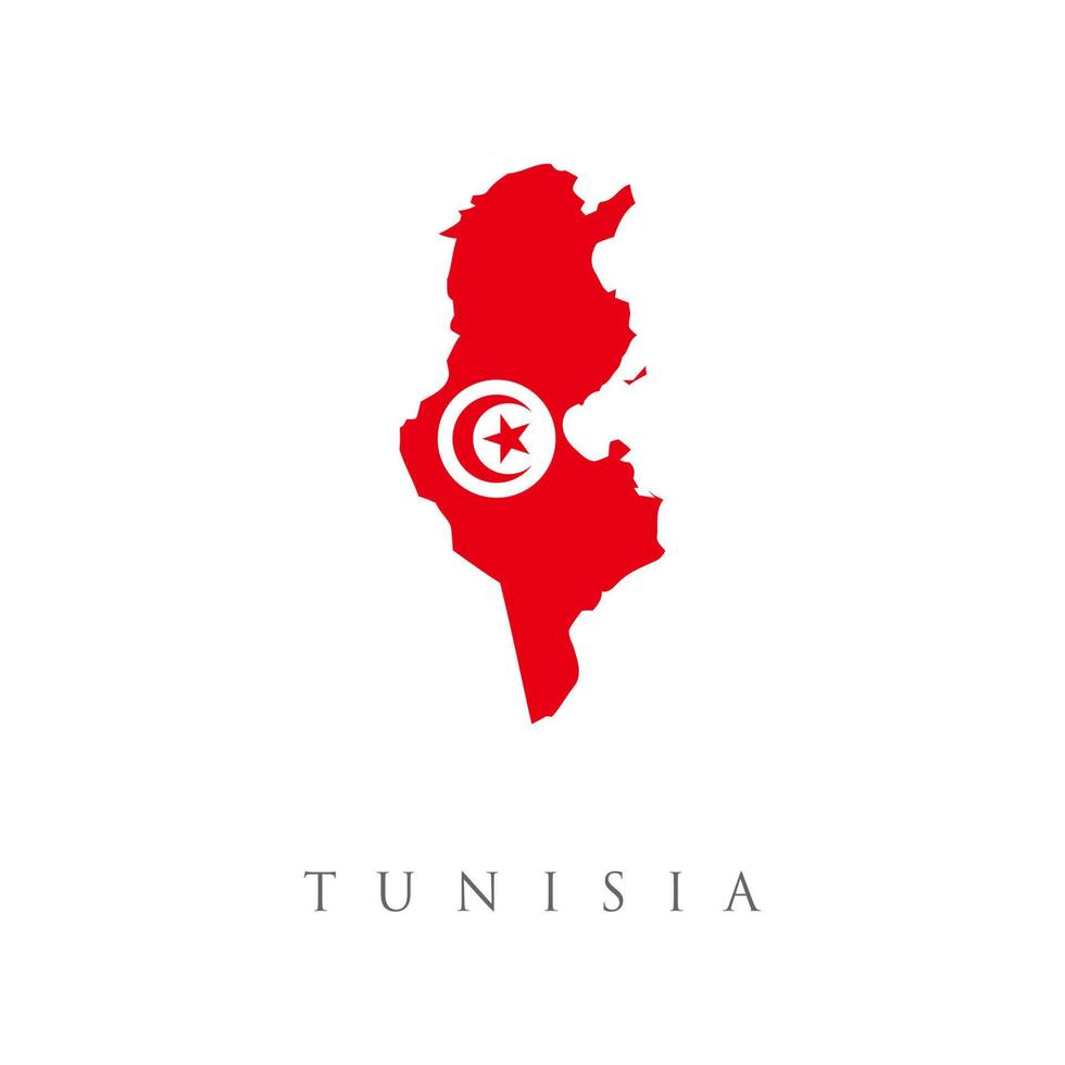 Tunisia detailed map with flag of country. Vector isolated simplified illustration icon with silhouette of Tunisia map. National flag. White background.
