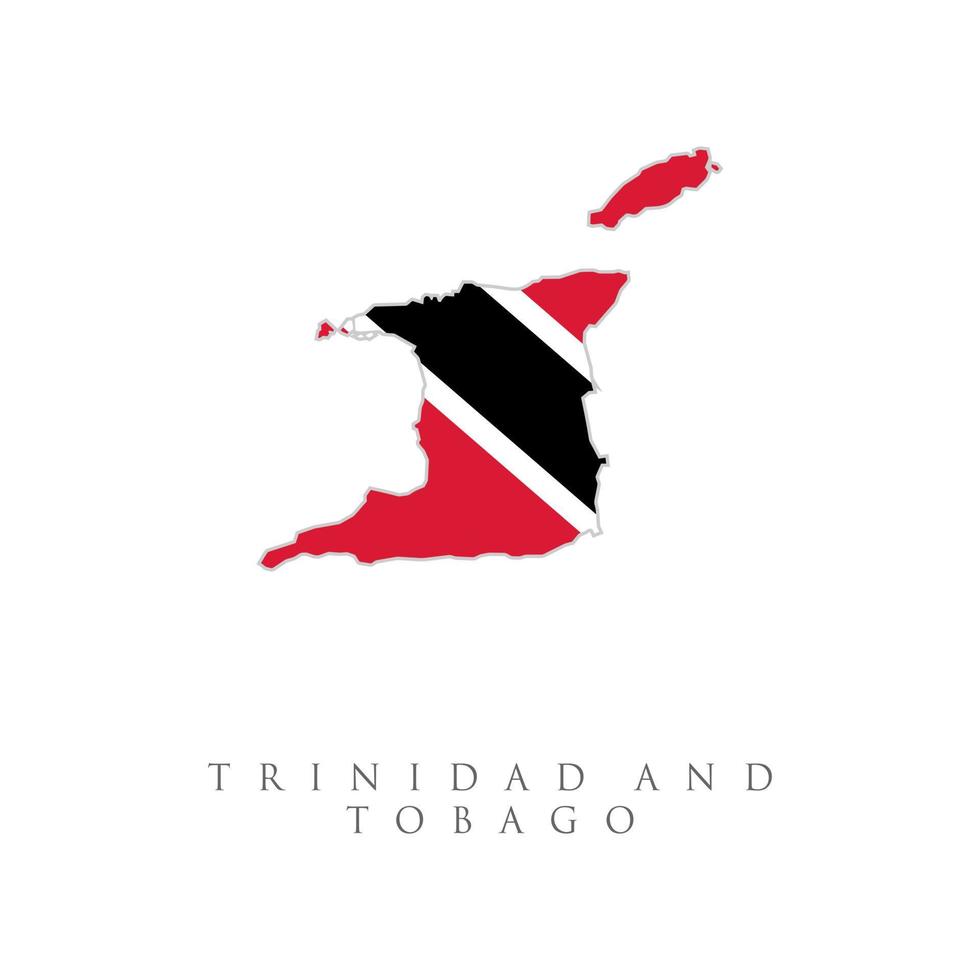 Trinidad and Tobago flag map. The flag of the country in the form of borders. Stock vector illustration isolated on white background.