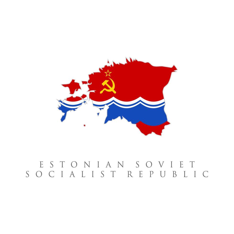 Estonian soviet socialist republic flag map. isolated on white background vector
