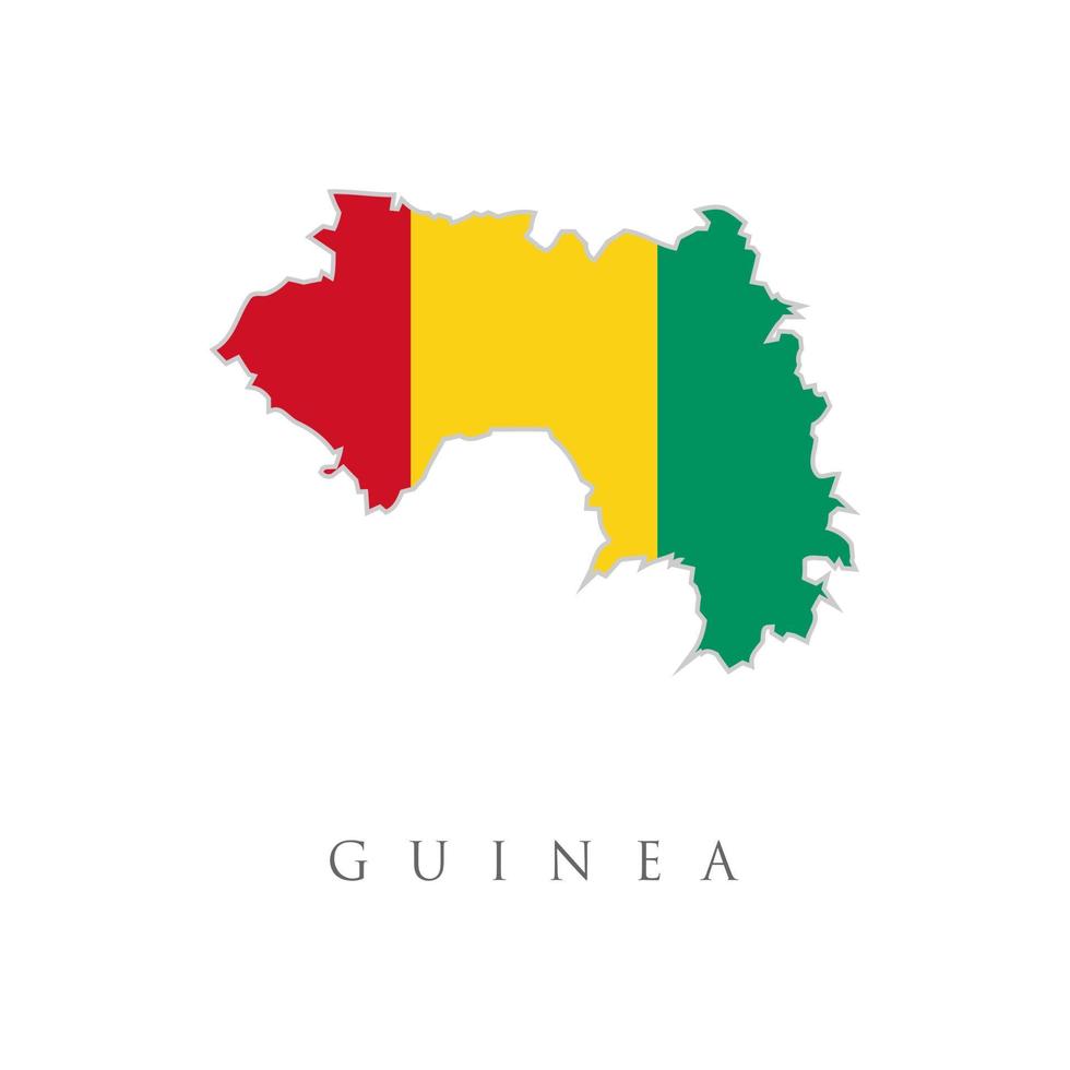 Modern Map - Guinea flag colored GN. Guinea detailed map with flag of country. Painted in colors in the national flag. Map of Guinea with an official flag. Illustration on white background vector