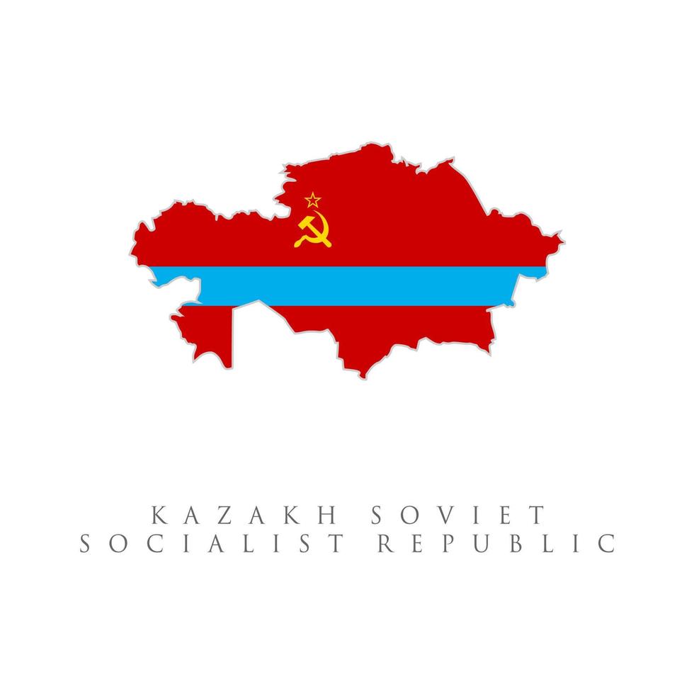 Kazakh soviet socialist republic flag map. isolated on white background vector