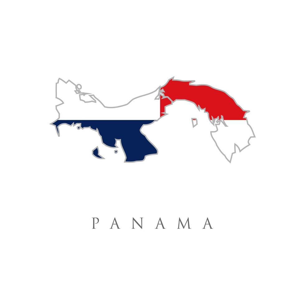 High resolution Panama map with country flag. Panama map with country flag. Flag of the Panama overlaid on detailed outline map isolated on white background vector