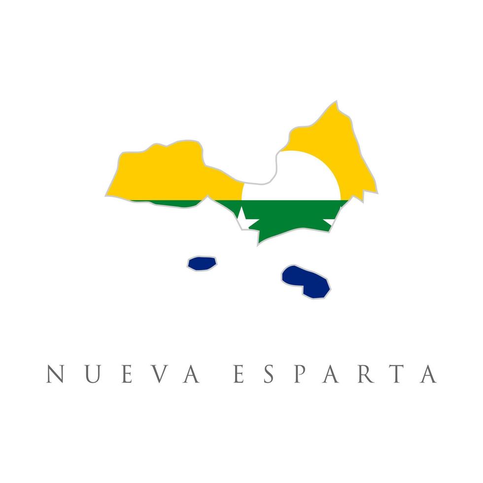 Mapa de la bandera de nueva esparta. la bandera del país en forma de fronteras. ilustración vectorial de stock aislada sobre fondo blanco. vector