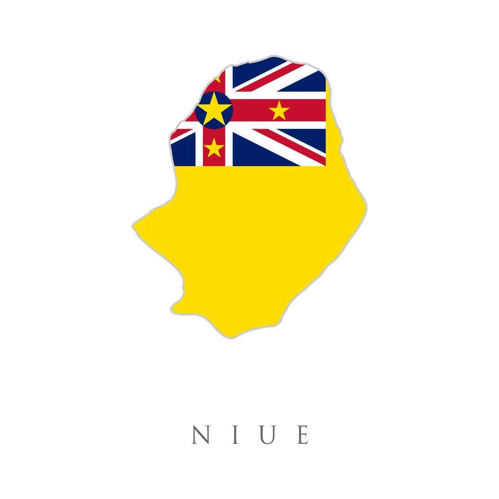 Niue Flag Map. Map of Niue with flag isolated on white background. Free association. Associated state of New Zealand Vector Illustration. Happy national day of Niue.