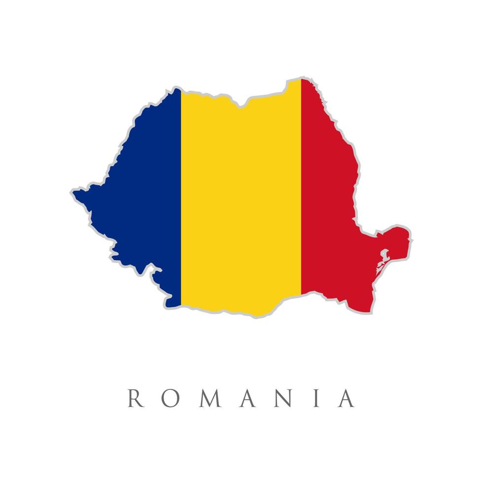 mapa de rumania con bandera aislado sobre fondo blanco. ilustración vectorial vector aislado ilustración simplificada icono del mapa de rumania. bandera nacional rumana colores rojo, amarillo, azul