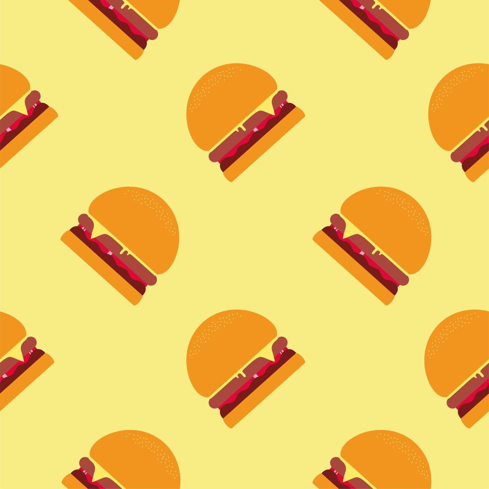 Burger seamless pattern. Fast food pattern. Flat design Vector Illustration