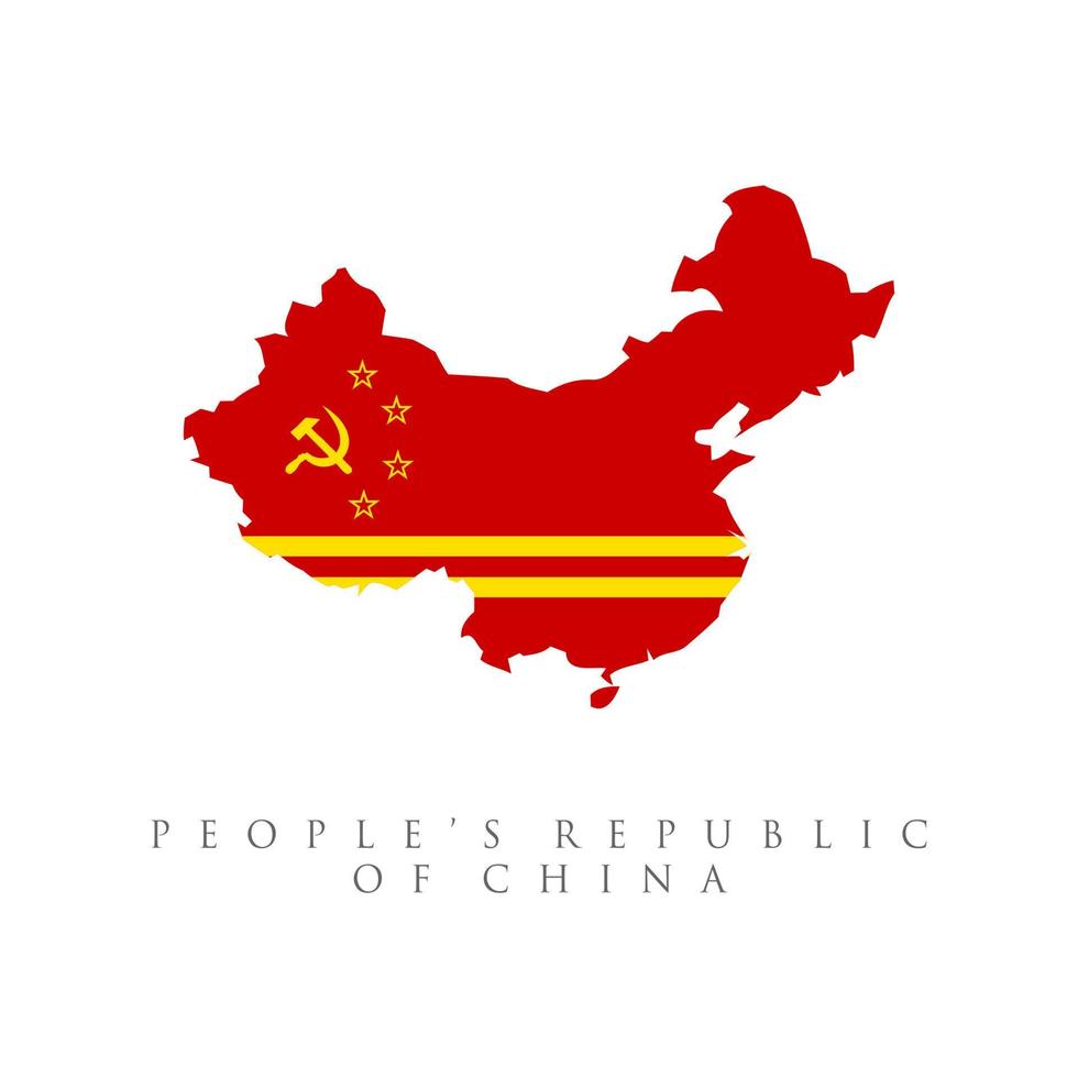China communist flag map. isolated on white background. Chinese Communist Party vector