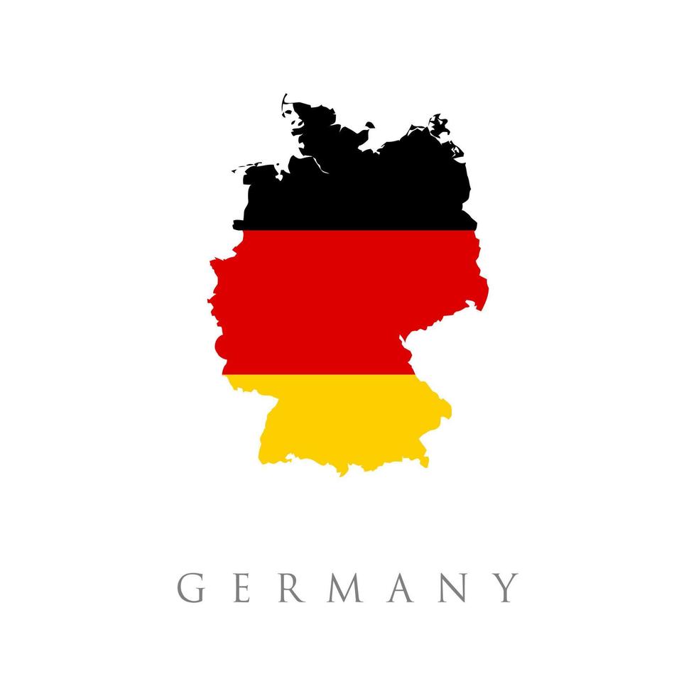 germany flag map. Map of Germany. Vector design isolated on white background. National Deutsch flag black, red, gold colors. White background.