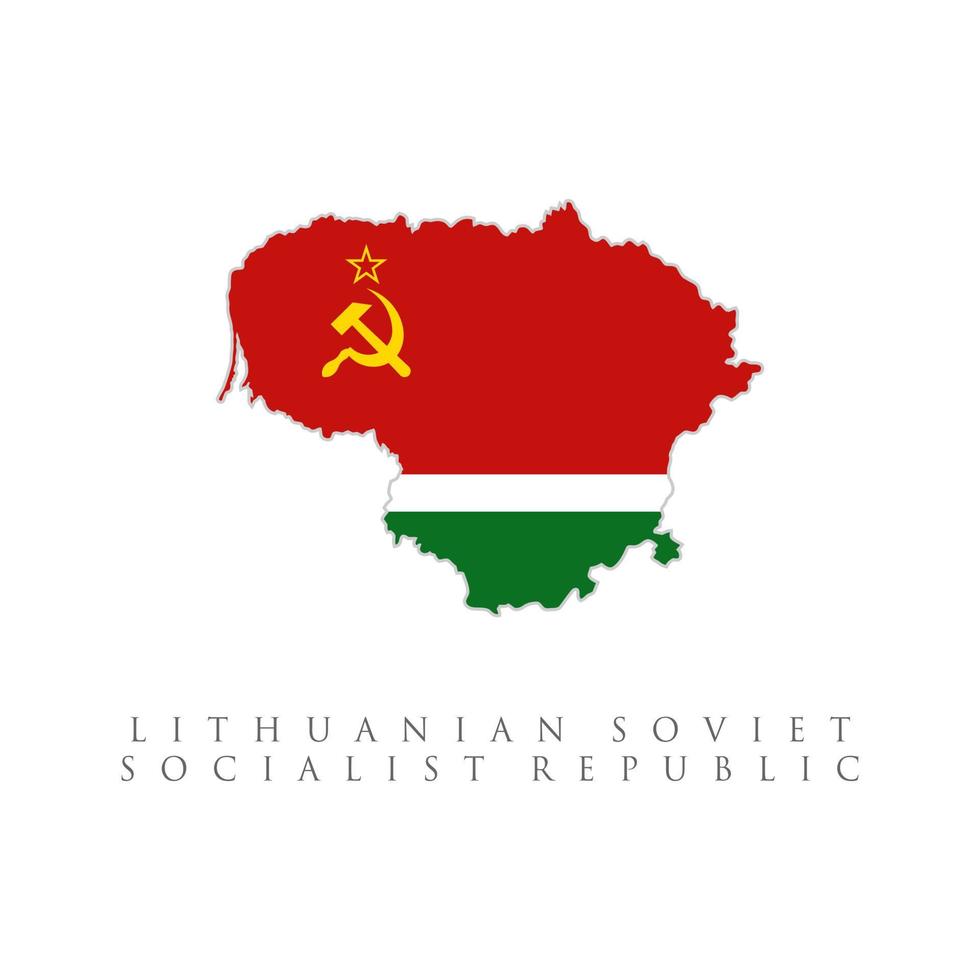 Lithuanian soviet socialist republic flag map. isolated on white background vector